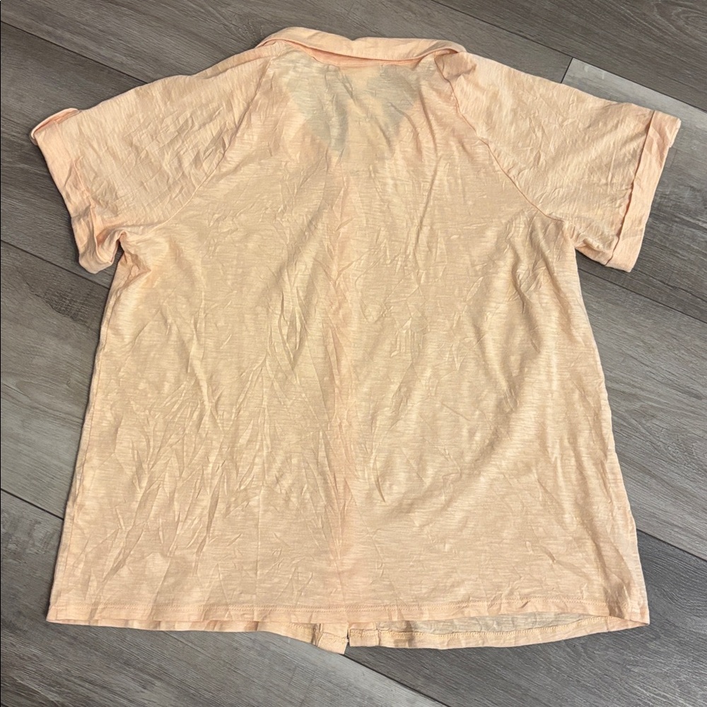 J. Jill Orange Sorbet Button Down Tencel Cotton Shirt - Picture 9 of 11